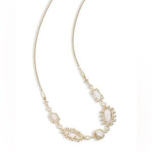 KENDRA SCOTT June Gold Clear White Crystal Mix Necklace